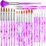 18PCS Acrylic Nail Brush Set Nail Art Brushes for Acrylic Application UV Gel Nail Brush Dotting Tools 3D Nails Brush for Acrylic Powder Nail Extension Acrylic Nail Kit Set Professional - BONGEAR