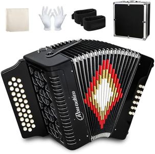 Accordion,31-Key 12-Bass Accordion for Adults, Beginners, Players, Teachers, Stainless Steel, 8-bass Accordion (Black)
