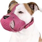 CollarDirect Dog Muzzle Pitbull Amstaff Basket Genuine Leather Staffordshire Terrier (Pink)