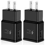 2 Pack Adaptive Fast Charging Block USB Wall Charger Plug Adapter Compatible with Samsung Galaxy S20/S20+/S20 5G Ultra/S10/S10e S9 S8 S7 S6 S5 Edge Plus Active, Note 5 7 8 9 10 20 Quick Charge (Black)