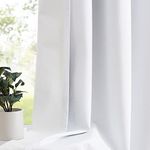 100% Blackout Curtains for Bedroom 90 Inch Modern Solid Living Room Thermal White Blackout Eyelet Curtains Noise Reducing Linen Look Set of 2 Curtain Panels for Office Studio/Hotel, 52" wide