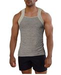 Different Touch Men's Dry Fit Square Cut Tank Tops, Grey/Grey, Large