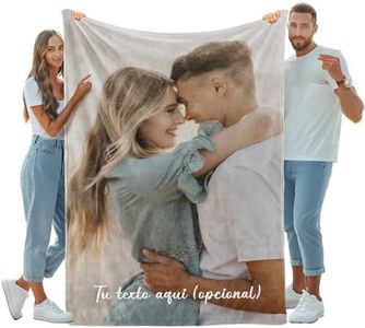 iDIY Manta Personalizada con Foto y Texto - Mantas Personalizadas para Mujer, Hombre, Pareja y Familia - Regalos Personalizados para San Valentín, Día del Padre y Día de la Madre - 1 Foto