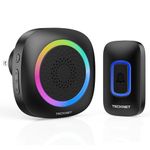 TECKNET Wireless Doorbell,Waterproof Plug-in Doorbell RGB Light,Cordless Doorbell 1300ft Range, 0-110dB Bell,60 Ringtones, 5 Volume Levels/Mute Mode, 4.5 Years Using Time,for Home,Kids Room,Garden