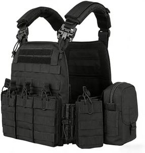 YAKEDA Tactical Outdoor Airsoft Vest, Modular Quick Release Buckles with Adjustable Multi-Functional Pouches, Lightweight MOLLE Training Vest for Outdoor Games & Tactical Activities (Black)