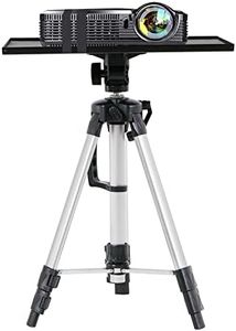 UNHO Projector Stand Tripod, Foldable Laptop Stand Aluminum DJ Racks Projector Tripod with Plate and Carrying Bag Height Adjustable from 49cm-110cm