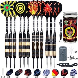 12 Stück Dartpfeile Metallspitze,20/24/26Gramm Profi Dartpfeile,Darts Sets mit Aluminium Schafts Flights Sharpener Beschützer Rubber O's Rings Multi Purpose Dart Tool