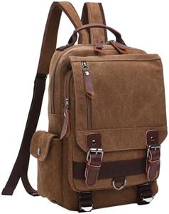 mygreen Vintage Canvas Cross Body Messenger Backpack Rucksack for Men Casual Book Bag Sports Daypack