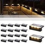 Solpex Solar Step Lights 16 Pack, Solar Outdoor Lights for Fence, IP65 Waterproof Solar Powered Outdoor LED Lights for Deck Porch Stair Yard Garden Patio Pool Decorations (Black, White)