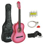 Smartxchoices 38" Kids Pink Acoustic Guitar Bundle Kit for Starter Beginner Music Lovers, Six-String Folk Guitar with Gig Bag, Extra Set Steel Strings, Strap, Pitch Pipe and Pick