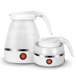 ZHSDUEWN Foldable Electric Kettle, Travel Camping Mini Kettle Portable Collapsible Kettle Camping Kettle Electric, Small Caravan Kettle Camping Coffee Maker for Outdoor Hiking Bedroom (600ML)