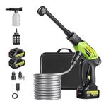 Cordless Pressure Washer, 800PSI Brushless Motor with 6-in-1 Nozzle, Battery Powered Jet Wash with 2x 4000mAh Batteries, 20ft Hose & Tap Connector for Car, Patio and Garden