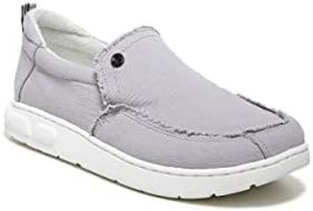 Vionic Beach Seaview Casual Men’s Slip On Sneakers-Sustainable Shoes That Include Three-Zone Comfort with Orthotic Insole Arch Support, Machine Wash Safe- Sizes 7-13, Light Grey, 8.5