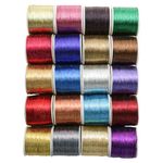 Embroiderymaterial Combo Metallic Zari Thread for Embroidery, Sewing and Jewelry Making, Multicolor | 20 Rolls (Thickness 0.1MM/Length 85Meters)