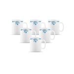 La Opala Diva, Opal Glass Coffee Mug Set Cylinder Regular 6 pcs, Aster Blue, White, Standard