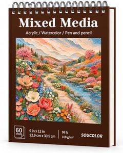 Soucolor Mixed Media Sketchbook, 9x12 Sketch Book,60 Sheets Sketch Pad