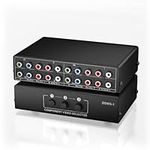 Component AV Video Switch Box 3 in 1 Out, BolAAzuL 3 Port 5 RCA YPbPr Cable RGB Component AV Switcher Selector Converter 3-Way Plug & Play for Retro Gaming PS2 Wii Xbox DVD Player TV