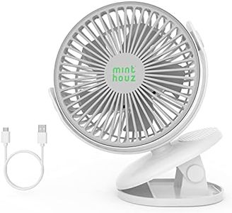 Minthouz Clip on Fan, 4000mAh Portable Fan Rechargeable Battery Operated Fan, Upgraded Quieter & Stronger Wind Personal Fan, 4 Speeds Desk Fan with Clamp,Mini Fan for Baby Stroller Bedroom Home Office