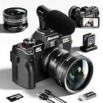 Monitech Digital Camera for Photography and Video, 4K 48MP Vlogging Camera for YouTube with 180° Flip Screen,16X Digital Zoom,32GB TF Card, 2 Batteries