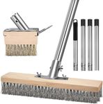 GHWMYD Crack Weeder Brush Heavy Duty Wire Broom Set, Multifunction Moss Grout Remover with Scraper Weed Puller, Detachable 64.9in Handle for Outdoor Deck Pavers Patios Walkways Concrete Floor Cleaning