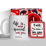 Jhingalala Life is More Special with You Printed Ceramic Mug 325ml with Greeting Card | Gift for Friends, Gift for Friendship Day, Friendship Gifts for Best Friend, Friendship Day Gifts