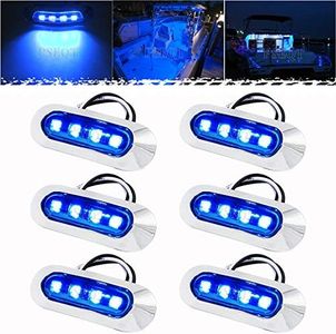 PSEQT 3.8'' Marine Boat Interior Lights, Waterproof Led Deck Courtesy Lights Transom Cockpit Light for Yacht Fishing Pontoon Sailboat Kayak Bass Boat Vessel 12V 24V (Blue 6Pcs)