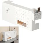 PUIOTEAI Hidden Router Storage Box, Wifi Router Storage Box Wall Shelf, Wireless Router Shelf, Power Strip and Cable Management Storage Box Hider Rack Organizer(White)