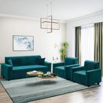 FURNY Wonders 5 Seater 3+1+1 Fabric Sofa Set (Teal)