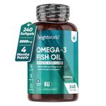 Omega 3 Fish Oil 2000mg - 240 Capsules (4 Months Supply) - 660mg EPA & 440mg DHA - Cod Liver Oil Capsules Alternative - High Strength Omega 3 Fatty Acids Supplements for Eyes, Brain & Heart (EFSA)