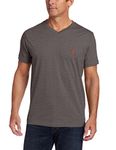 U.S. Polo Assn. Men's V-Neck Tee, Dark Heather Grey, Large