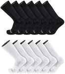 TCK 12 Pairs Work & Athletic Crew Socks (12 Pairs-Black/White, Large)