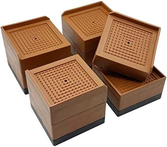 JONHWI Bed Risers, Furniture Raise Blocks, 3 inch Stilts Heavy Duty for Bed Couch Desk Sofa Table Lifts, Furniture Legs Lifters Support up to 1300 Lbs (Brown, 4 Pack Set)