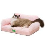 MEWOOFUN Cat Bed for Indoor Cats Dog Bed Medium Small Dog Bed Cat Sofa Cat Dog Couch Orthopedic, Egg- Foam Pet Bed with Removable Washable Cover and Non-Slip Bottom(Medium, Pink)