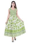 Monique Brand Present Women's 100% Cotton Jaipuri Mandala Print Long Midi Maxi Dress (MDIROSE-Green__44XXL_Free Size_)