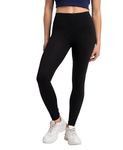 Jockey Women's Slim Fit Cotton Blend Leggings with Concealed Elastic Band (AW87_Black_L_Black_L)