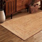 HOMIDATE Jute Braided Rug 4x6 Ft, Tightly Braided Chindi and Jute Rug, Reversible,Durable,Sustainable Rug Pad, Shag Rugs for Bedroom, Floor Rug, Bedroom Rugs, Jute Kitchen Rug-48x72 Natural