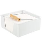 Cabilock Napkin Holders for Table Kitchen Rustic Country Iron Napkin Caddy with Wood Handle and Padded Feet for Home Restaurant Picnic Party White