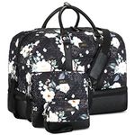 Weekender Bag Large Overnight Bag for Women Canvas Travel Duffel Bag Carry On Tote with Shoe Compartment 21" for Women & Men 3Pcs Set