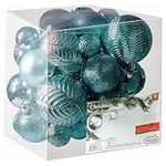 Prextex Peacock Green Christmas Ball Ornaments for Christmas Decorations - 36 Pieces Xmas Tree Shatterproof Ornaments with Hanging Loop for Holiday and Party Decoration (Combo of 6 Styles in 3 Sizes)