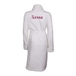 aztex Personalised So Soft Fleece Dressing Gowns (Back of Robe) - White, L/XL