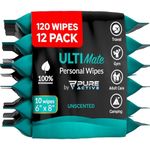 Pure Active Ultimate Shower Body and Face Wipes, Biodegradable Personal Hygiene Body Cleansing Wipes for Men,Women for After Gym Travel Camping Adult Bathing Wipes (120 Wipes 6''x8'', Unscented)