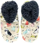 Lazy One Fuzzy Feet Slipper Socks for Women, Cute Fleece-Lined House Slippers, Cute Dog Designs (Ruff Night, L/XL)