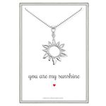 Sun Necklace, Sterling Silver Sun Pendant Necklace for Women, Sunburst Necklace (20 inches)