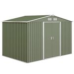 Outsunny 9' x 6' Garden Storage Shed with Floor Foundation, Metal Tool Storage House with Double Doors for Outdoor Patio Yard, Light Green