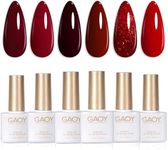 GAOY Burgundy Red Gel Nail Polish Set for Christmas Nails 6 Colors Including Dark Red Cherry Wine Red Gel Polish Kit U V LED Soak Off Nail Polish Home DIY Manicure Nail Salon Varnish