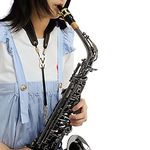 Black Super Fiber Saxophone Neck Strap with Metal Hook - Adjustable for Baritone, Alto, Tenor, and Soprano Saxophones - Musical Instrument Accessories