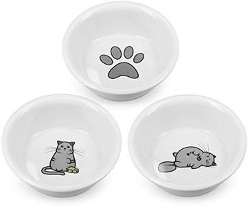 Navaris Comederos para Gatos - Set de 3X Cuenco de cerámica para Mascotas Gatos - Juego de comedero y Bebedero Triple para Comida y Agua a Gato Perro
