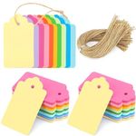 HAKACC 200PCS Colourful Gift Tags with String, Small Paper Tags Decorative Hanging Labels 10 Assorted Colours for Gift Box Wedding Name Tags