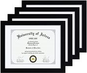 CORE ART 11x14 Black Certificate Frames with Mat Display Diploma 8.5 x 11 or Document 11 x 14 without Mat, Multipack College Degree Frames for Wall or Tabletop Display, Set of 4…