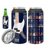 wowcugi Guitar Gifts Electric Guitar Tumbler Can Cooler 4-in-1 Guitarist Gifts Stainless Steel Insulated 16oz Coffee Cups For Men Women Musician Lovers Players Christmas Birthday Accessories Gift